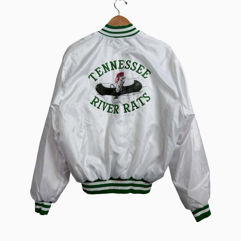 True Vintage Tennessee River Rats Bomber Jacket Snap Front Embroidered XL